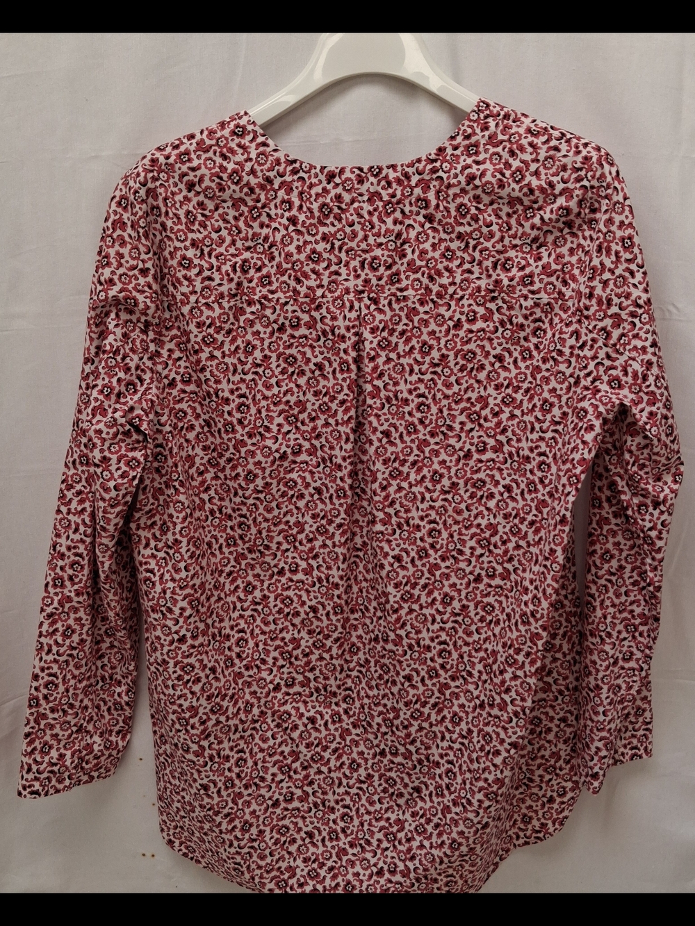Lands End Womens Red Floral No Iron Supima Cotton V-Neck Tunic Blouse M 10-12 - Picture 4 of 5
